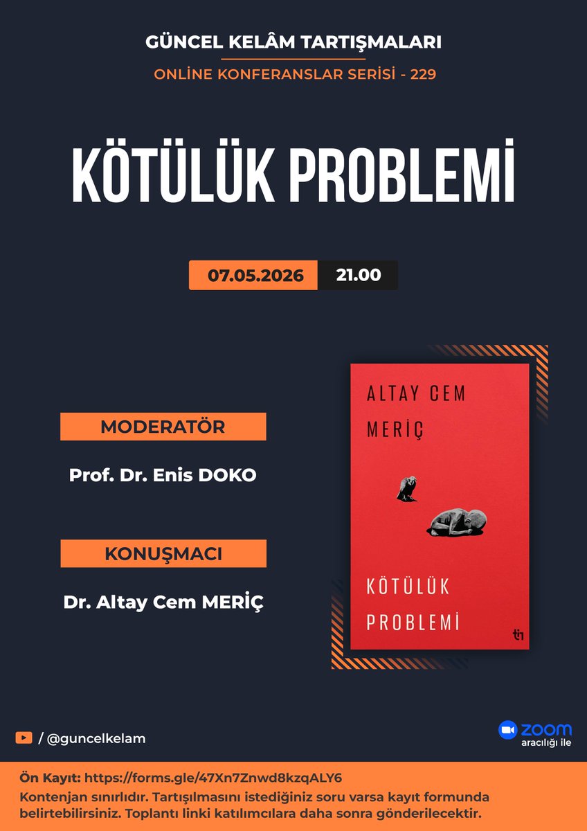 mbulgen's tweet photo. Güncel Kelam Tartışmaları-229  

Konuşmacı: @AltayCemMeric
Moderatör: @enis_doko

07.05.2026; 21:00   
Ön Kayıt: https://t.co/VE3zYxKMpg
Youtube Kanalından Takip: https://t.co/WlKXTun1Jc https://t.co/iNL2XMgFHV