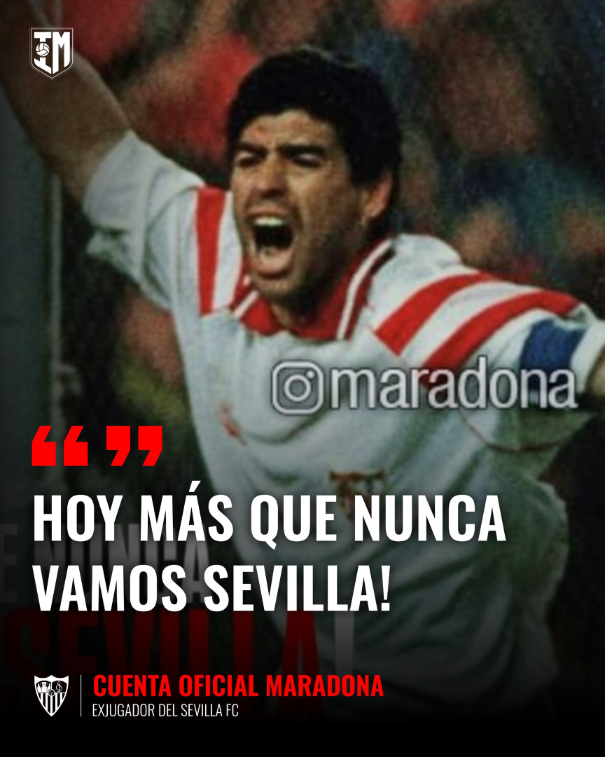 infomorrocotudo's tweet image. 🔴👀 La cuenta oficial de Instagram de Diego Armando Maradona anima al #SevillaFC de cara al duelo de este lunes. 

🇦🇷"Hoy más que nunca. Vamos Sevilla!"
