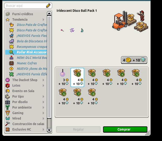 CustomVrz's tweet photo. El día de hoy es bastante especial en Habbo ya que no ha ocurrido solo el error de la Espada Láser, no, ¡han ocurrido 2 errores! El segundo se trata de la salida accidental de la Bola de Discoteca Iridiscente no crackeable, junto a los packs que contiene cada uno de los furnis de la versión crackeable. De esta manera es como normalmente salen los furnis crackeables en los hoteles .FR y .NL, pero esta vez salió en todos los hoteles durante un corto tiempo.

Debido a esto, la versión no crackeable de la Bola de Discoteca Iridiscente ahora está disponible en nuestro hotel, y debido al corto tiempo que estuvo y la naturaleza del mismo como un error, podríamos considerarlo un nuevo furni arcano, así como sucedió con la Lupa de Oro Macizo no crackeable que fue entregada por error en un concurso.

Cabe mencionar que en otros hoteles como .COM y .BR estas bolas no han subido mucho de precio ya que hay usuarios que compraron muchas en cantidad y las han subido baratas en mercadillo, mientras que en nuestro hotel ya se han vendido algunas por precios considerablemente altos.