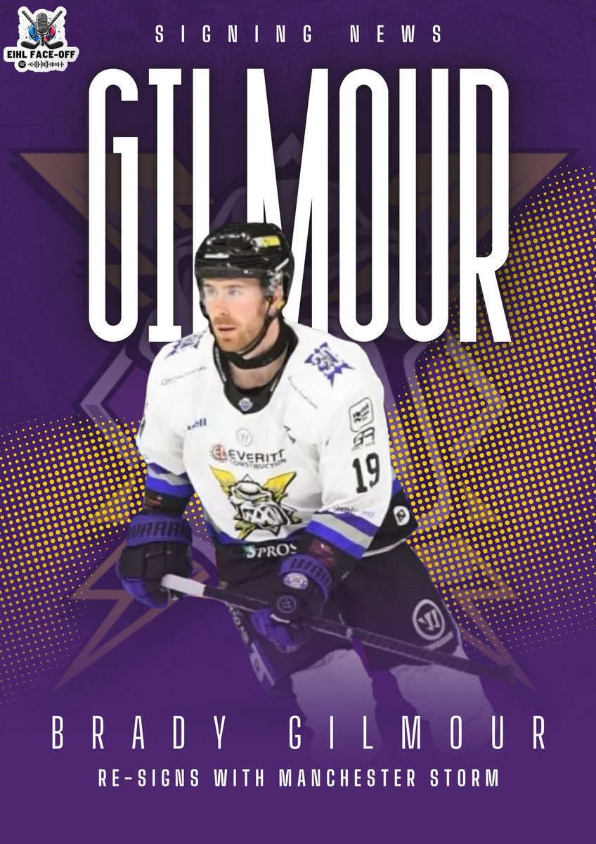 EIHLFaceOff's tweet photo. 📰SIGNING NEWS 📰

 Brady Gilmour Re-Signs with @Mcr_Storm

📊Last season stats across all @officialEIHL competitions:
68 GP | 60 PTS | 20 G | 40 A 

Happy with the signing? #StormFans https://t.co/YbVRLctnG8