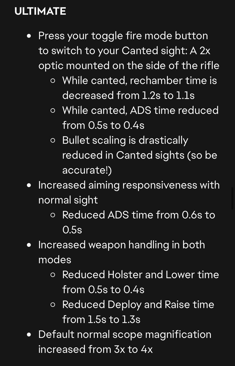 HitMrkrMedia's tweet photo. Changes to Vantage 

Passive: Added Tracking a team with Spotter’s Lens will generate 70% of and Ultimate Bullet

Tactical: Immune to hard landings exiting the tac. 
Increased velocity from 20 m/s to 21 m/s
Increased double jump from 4m to 7m
Reduced deceleration at final destination by ~25%

Ultimate: Press your toggle fire mode button to switch to your Canted sight: A 2x optic mounted on the side of the rifle
#apexlegends