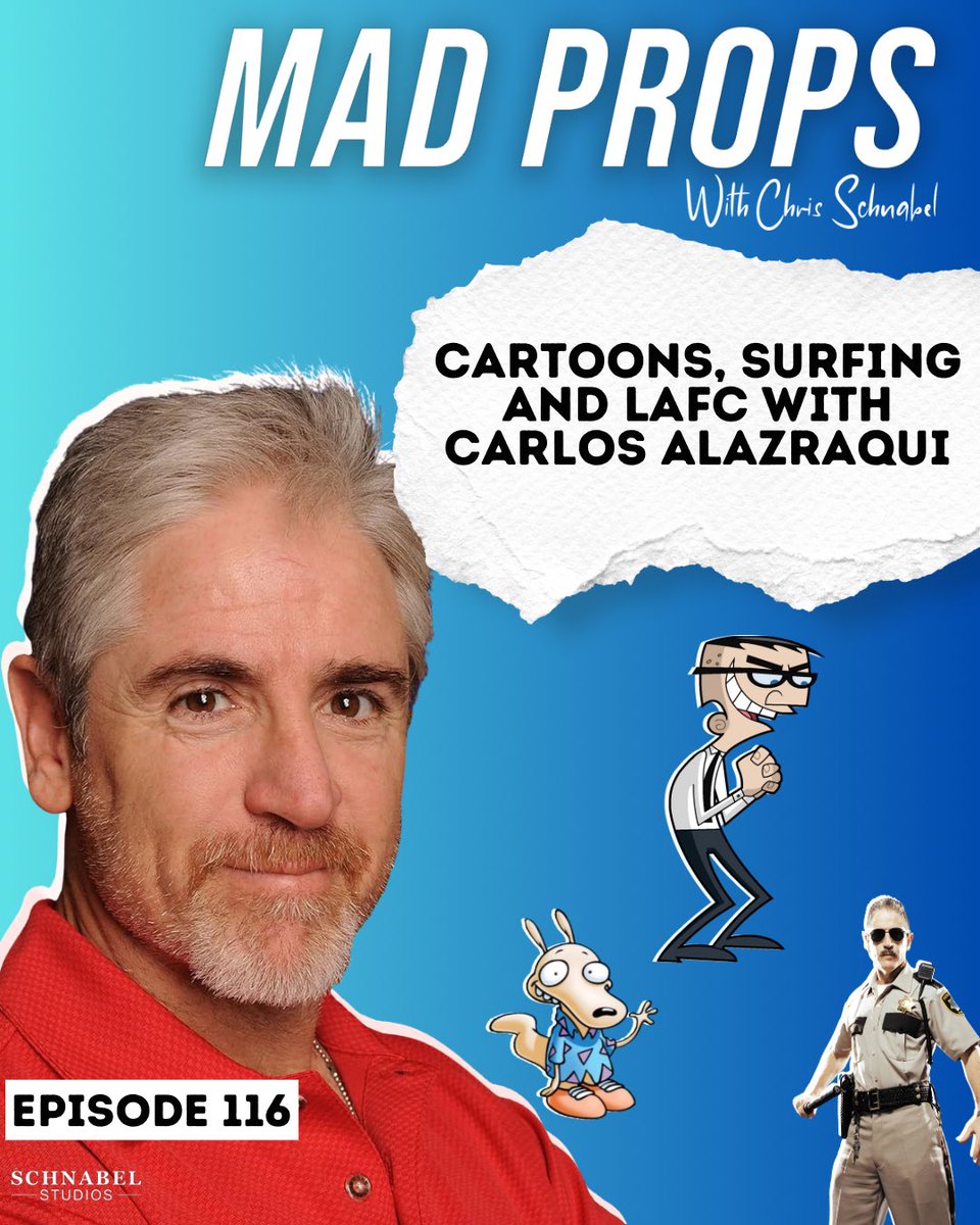 MadPropsPod's tweet photo. We are joined this week by Carlos Alazraqui this week on Mad Props!

Alazraqui is known best for his roles on Fairly Odd Parents, Reno 911, Camp Lazlo, Rocko’s Modern Life, but has many, many more roles. 

Carlos talks about the roles he’s played, ways he clears himself and resets, and his love for LAFC. Listen now on Apple, Spotify or your favorite podcast network!

#fairlyoddparents #voiceactor #reno911 #podcast #mls