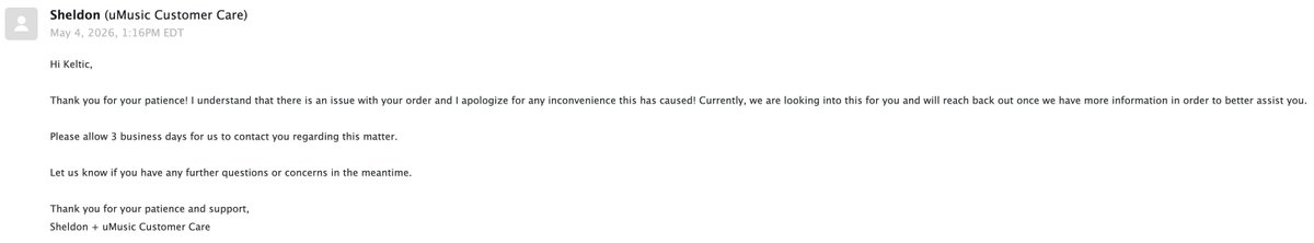KelticJohnson's tweet photo. @vinylonsale UPDATE: Got a reply back, seems to be an auto message as this is the exact message someone else got from someone else. https://t.co/zQbSje6Bvt