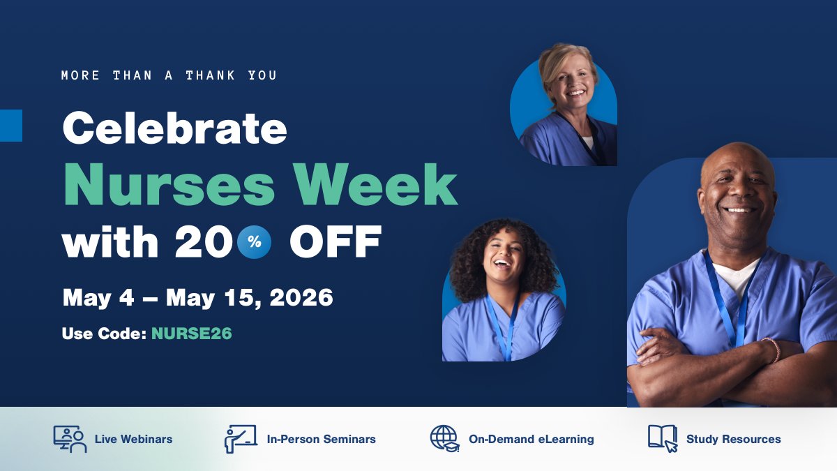 MedEdInc's tweet photo. Celebrate Nurses Week with something that gives back to you or your staff. 

Take 20% off your continuing education with MED-ED - whether you prefer live webinars, in-person seminars, or on-demand learning: https://t.co/QanbOkttZ5

#nursesweek #nursesweek2026 https://t.co/xdi0wSN1Kl