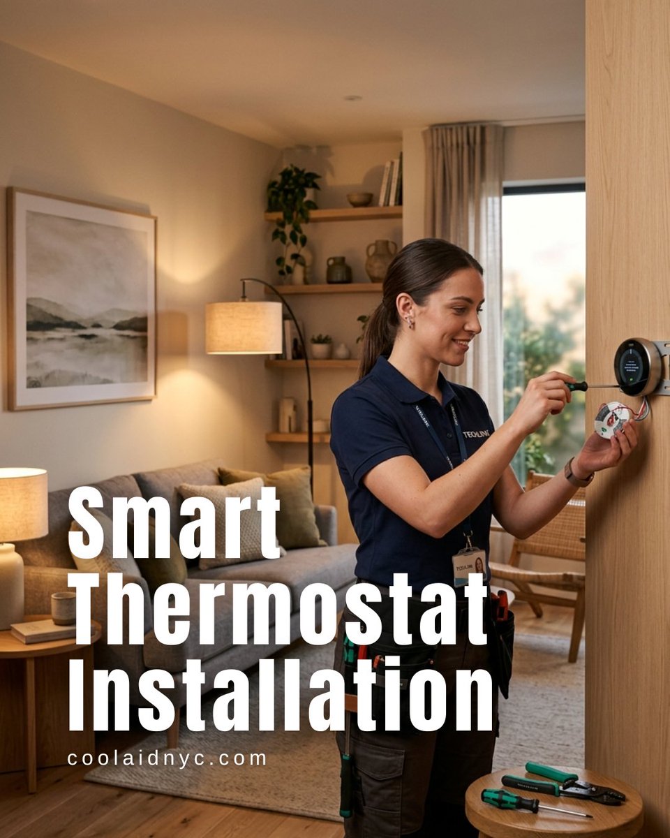 CoolAide2022_06's tweet image. Smart Thermostat Installation

Upgrade your HVAC system with modern smart thermostats for optimal comfort and energy savings.

#SmartHome #HVACUpgrade #EnergyEfficiency #NYCHVAC #WestchesterLiving #SmartThermostat #HomeComfort #TechUpgrade