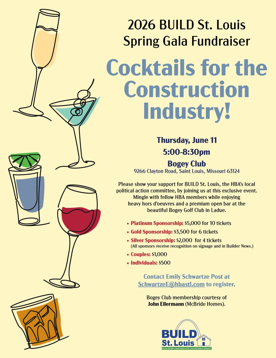 STLHBA's tweet photo. Show your support for our industry next month at the Build St. Louis Spring Gala Fundraiser on June 11! https://t.co/vaWbJgaLoh