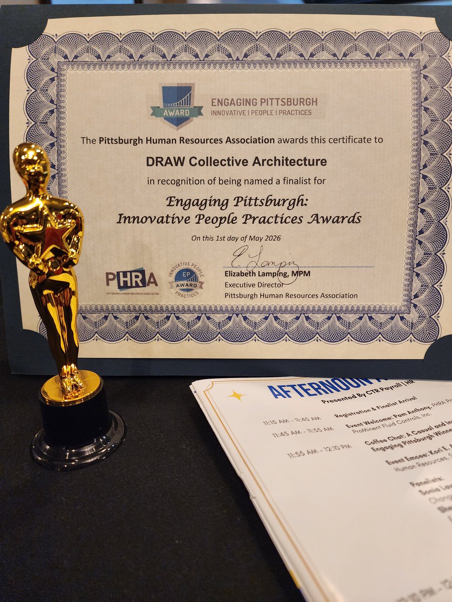 DRAWCollective_'s tweet photo. DRAW Collective was honored to attend the PHRA Engaging Pittsburgh Awards and be recognized as a finalist! The DRAW Connectors create a fun, engaging work environment across the firm by fostering a supportive environment for all employees. https://t.co/bQUo5KfDGM