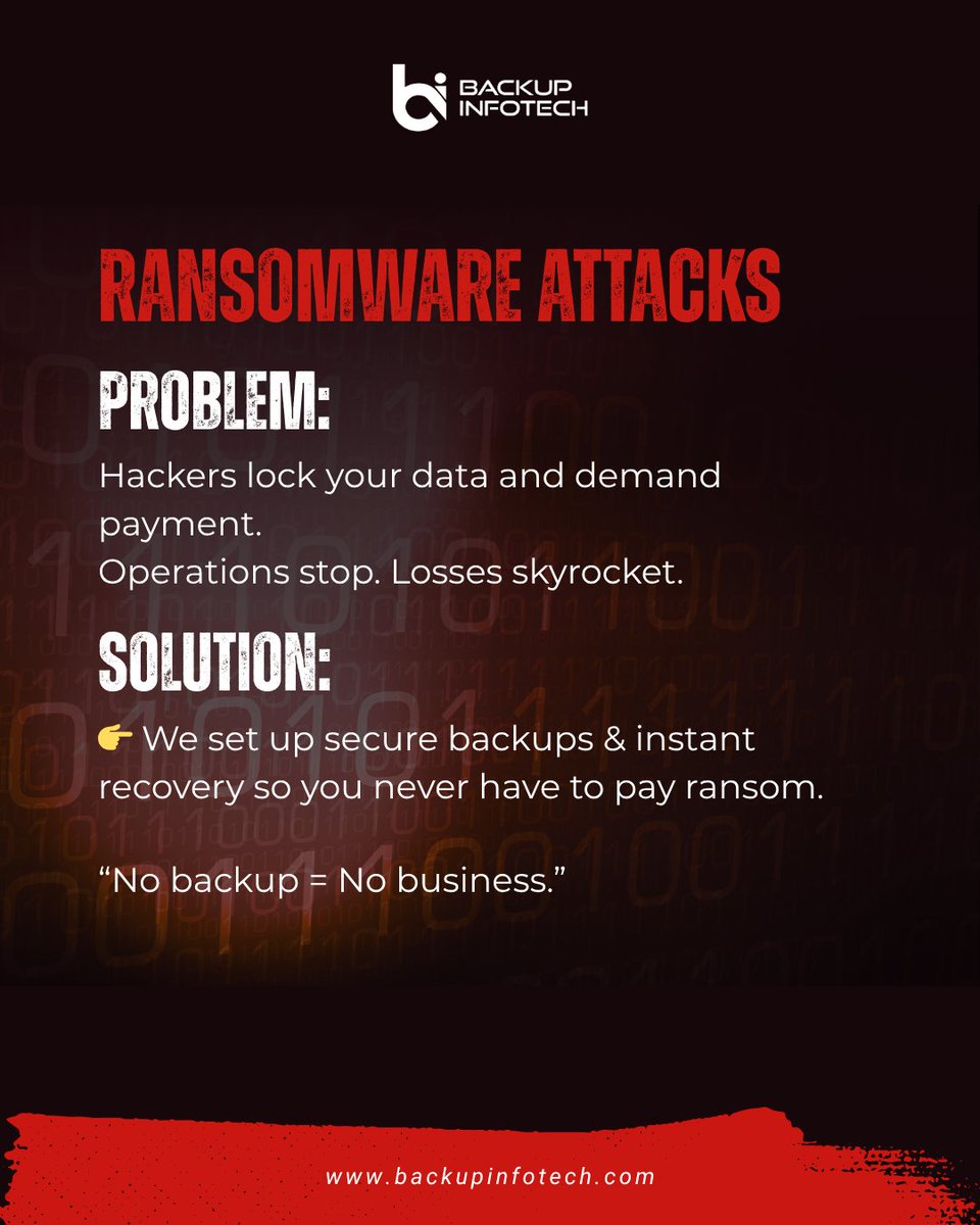 backupinfotech's tweet photo. 🚨 Hackers upgraded… did your security?
AI attacks, phishing, and ransomware threats are smarter than ever.
One click, one mistake… and your business is at risk.
Backup Infotech keeps you protected with AI security, strong backups &amp; zero-trust systems.
Stay ahead. Stay secure. https://t.co/dXp60V690u