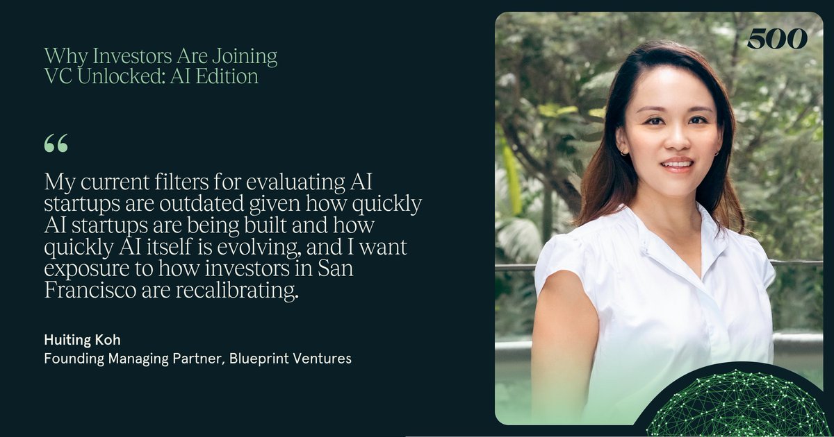 vcunlocked's tweet photo. In the AI era, investment frameworks can’t stay static.

Huiting Koh (Blueprint Ventures) is rethinking how she evaluates AI startups—learning how investors are adapting in real time.

She’s joining #VCUnlocked: AI Edition.

Limited spots. Apply: https://t.co/o5HLvVkEBR https://t.co/m7c1Lk9Tcq