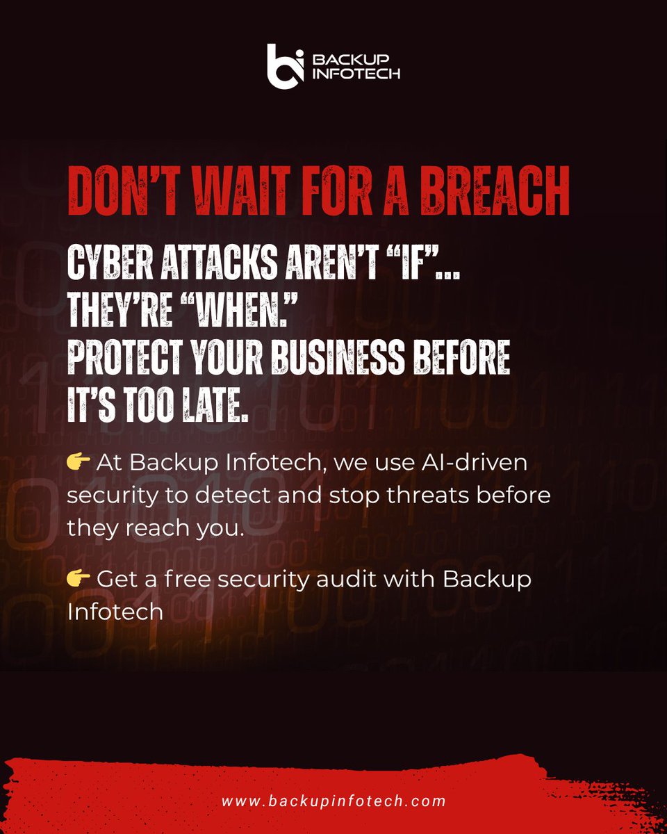 backupinfotech's tweet photo. https://t.co/iSN8Cm2pqN
info@backupinfotech.com

#CyberSecurity #AITechnology #DataSecurity #CyberAttack #Ransomware #Phishing #ZeroTrust #CloudSecurity #InfoSec #DigitalSafety #TechTrends #AIRevolution #FutureOfWork #Innovation #TechNews #StartupIndia #BusinessGrowth #Cyber https://t.co/5C0MIZj0dG