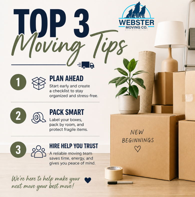 webstermoving's tweet photo. Moving doesn’t have to feel overwhelming. We’re here to make it a little easier, one step at a time 🤍 New home, new memories, new beginning...we’ll handle the heavy lifting. 💪📦 https://t.co/VOKJw4o1yC