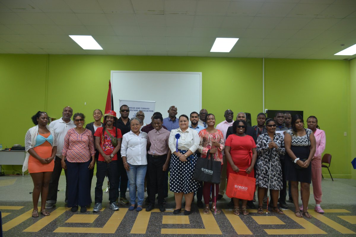 LabourGovTT's tweet photo. The Ministry through its Enterprise Development Division provided training to 18 blind and visually impaired persons via its Pilot Entrepreneurship Training Programme for blind held at the Trinidad and Tobago Blind Welfare Association (TTBWA), Santa Cruz on Friday May 1st, 2026. https://t.co/oVZAulD5Pf