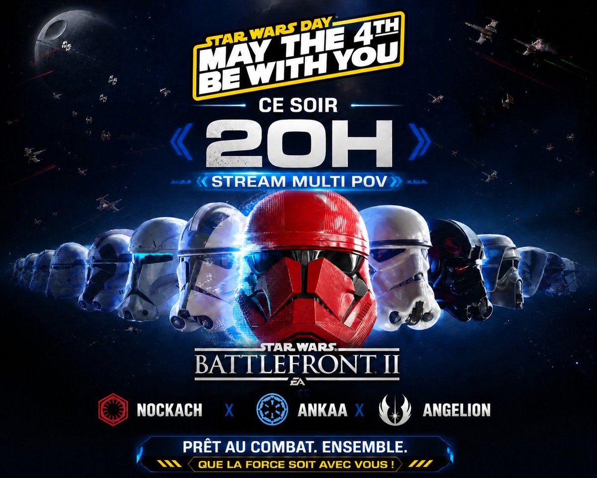 SoulseSportOff's tweet photo. 🎥 STREAM TONIGHT ! 🎥

La République vaincra cette fois-ci ! 🥳

@starwars Day feat. @BoM_Angelion pour @SoulseSportOff et @Ankaa_off + @Nokache 

https://t.co/JzrtSbHdwe
https://t.co/Yy13LoMFoG
https://t.co/d2uJTmocvh

#MayTheForceBeWithYou | #PlayWithPassion https://t.co/iMhyWNgHCu