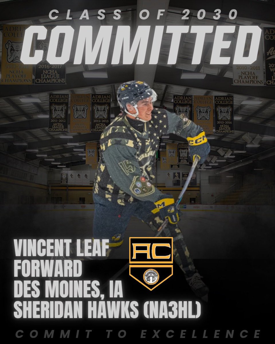 AdrianMD1Hockey's tweet photo. π¨ COMMITMENT ALERT! π¨
The Dawgs are extremely proud to announce the signing of Vincent Leaf πΊπΈ to the program! Please join us in welcoming Vincent to the Bulldog Family! ππ
#CommitToExcellence #W2D #DawgsFam https://t.co/GTDHopWq1n