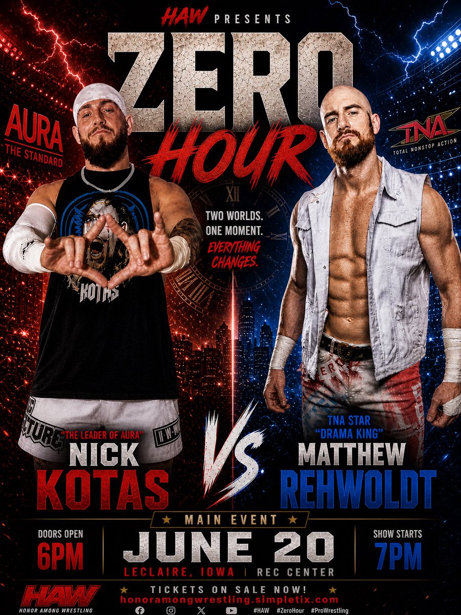 HAW_QC's tweet photo. After losing the Reborn Title, Nick Kotas bounces back—leading by example.

Now he faces the @DramaKingMatt himself, TNA star Matthew Rehwoldt.

🔥 Statement match at ZERO HOUR 🔥

#HAW #ZeroHour #NickKotas #MatthewRehwoldt #TNA #ProWrestling https://t.co/uabmumZ5Nj
