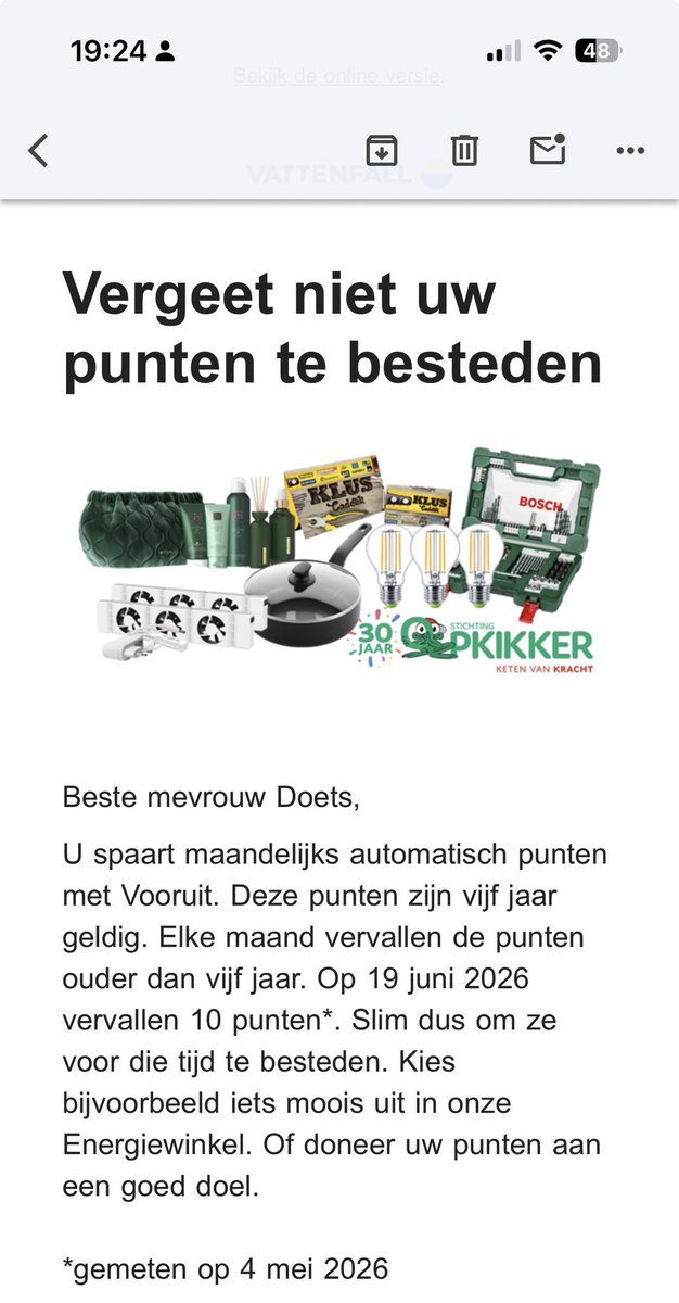 AndreDoets's tweet photo. Ik vond het al zo raar hoe kunnen er artikelen op staan van 6000 punten. Kom ik in een eeuwigheid niet aan met 10 punten per maand. Nog slechter dan de DE punten in het verleden.  @Vattenfall  wordt er nog rijkelijk gecompenseerd? #Vattenfall https://t.co/XtZE8RLFYk
