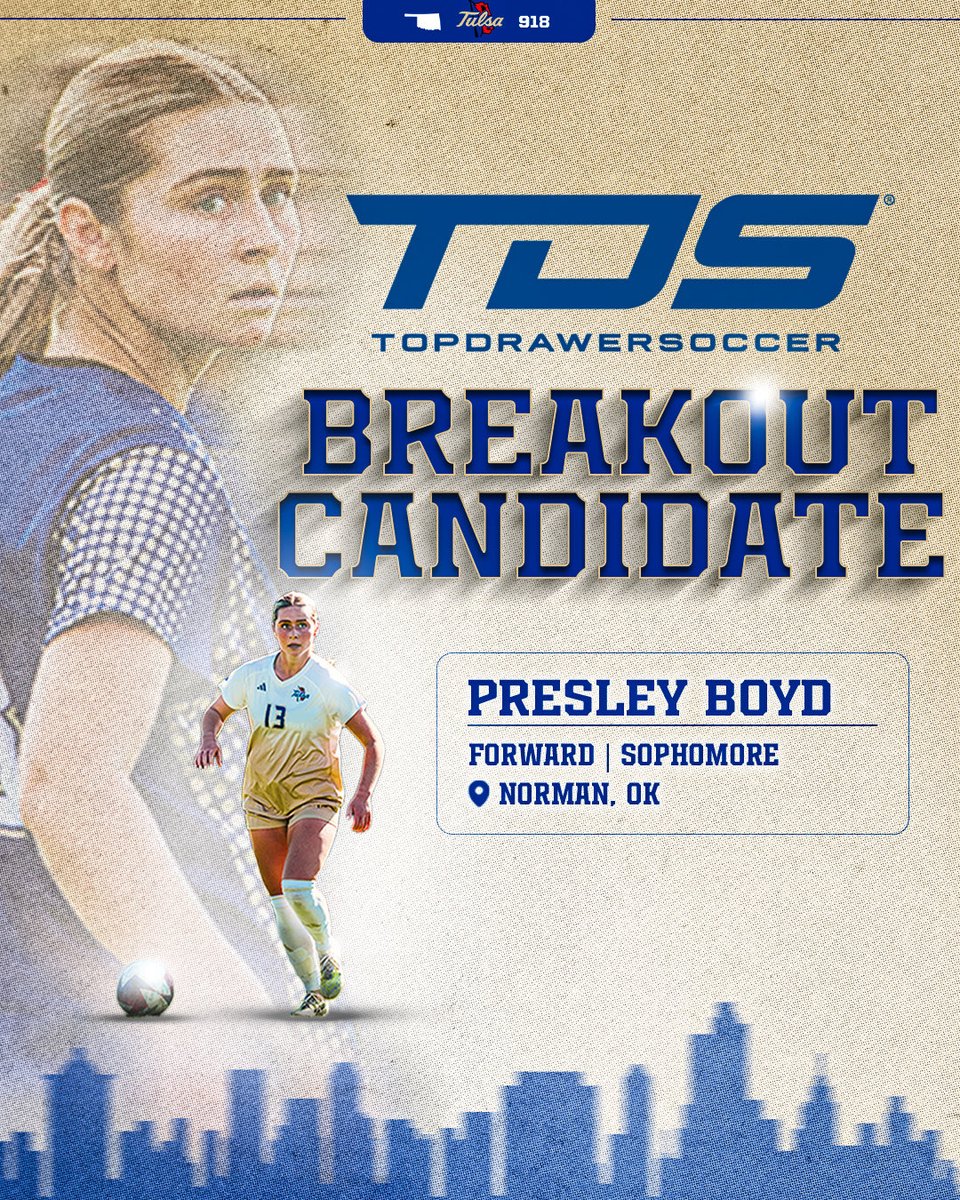 TulsaWSoccer's tweet photo. Breakout season loading…

Presley Boyd has been named an American Conference breakout candidate by Top Drawer Soccer!

#ReignCane https://t.co/1vQUOAmytL