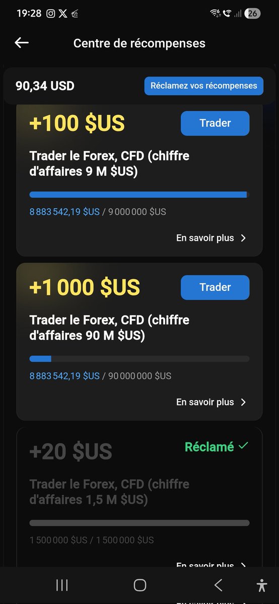PilouProd's tweet photo. Bonjour @PrimeXBT_FR savez-vous pourquoi dans le centre de récompense j'ai accès au cashback mais pas au bonus de trading? J'ai réclamé les 20$ ils n'apparaissent nul part. Du coup j'esite a réclamer les 100 qui vont arriver. https://t.co/J3ik00wx42