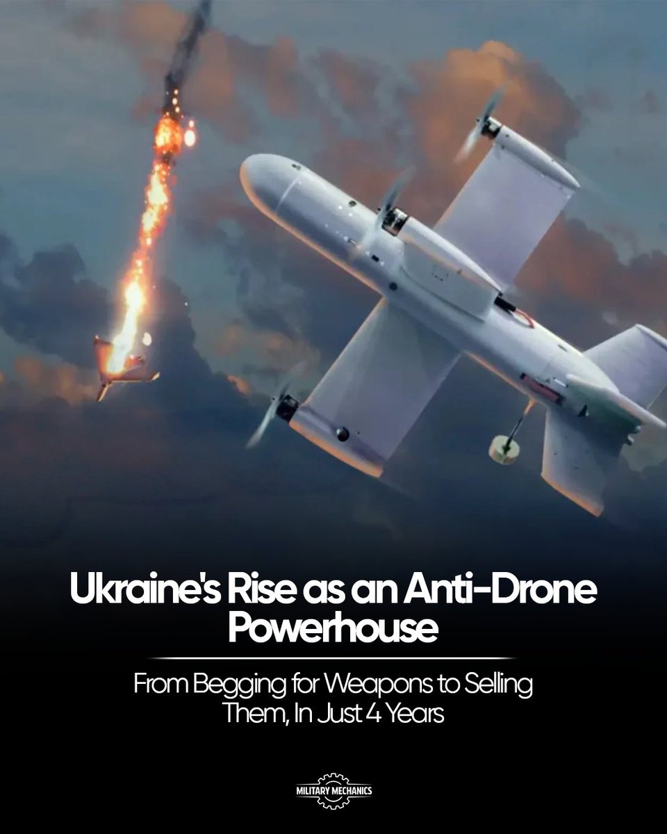 MilitaryMechs's tweet image. In 2022 Ukraine scrambled for survival. Today it exports counter-drone systems to NATO, Gulf states &amp;amp; the U.S., filling gaps Patriot can't cover affordably. With $2,000 interceptors &amp;amp; AI sensors, Ukraine is rewriting the $3B+ anti-drone market.

#Ukraine #DroneWarfare