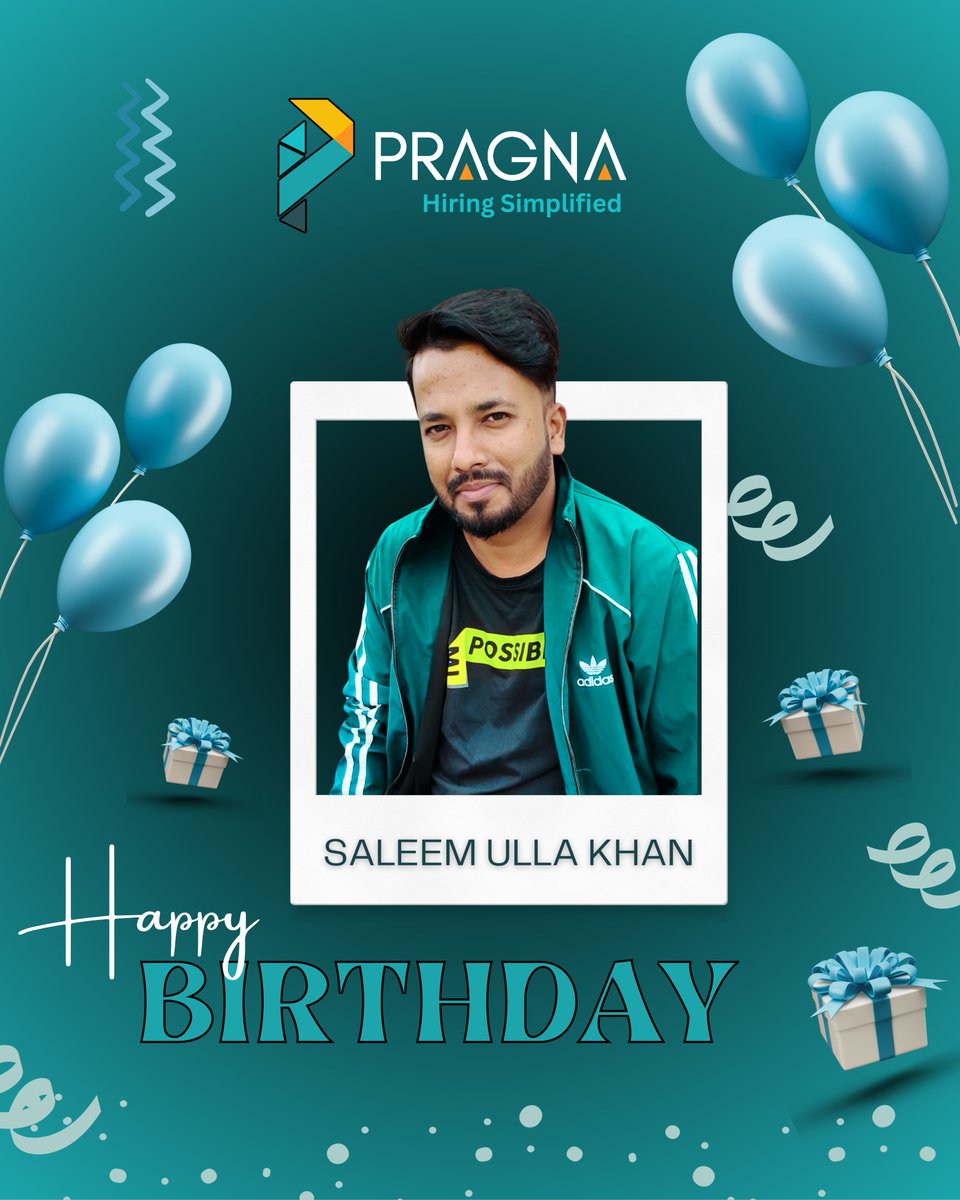 PragnaSolution's tweet photo. 🎉Happy Birthday, Saleem Ulla Khan! 
Wishing you continued success, growth, and great achievements ahead. Have a fantastic day and an amazing year!🎂🎈 

#HappyBirthday #TeamPragna https://t.co/UqQoqdy0SO