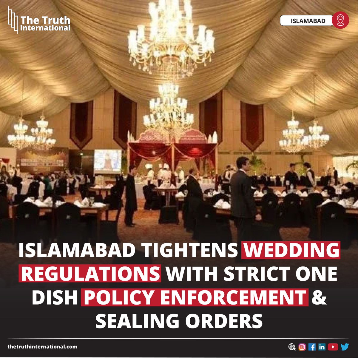 ttimagazine's tweet image. Islamabad Tightens Wedding Regulations with Strict One-Dish Policy Enforcement and Sealing Orders

FOR FURTHER DETAILS: thetruthinternational.com/islamabad-tigh…

#Islamabad #Tightens #Wedding #Regulations #Strict #OneDish #Policy #Enforcement #Sealing #Orders #Islamabad #TTI