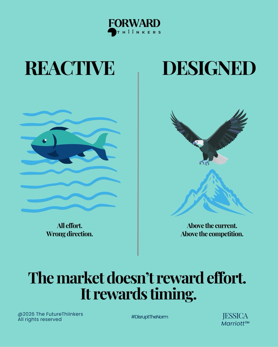 JRMarriott's tweet photo. You can outwork everyone and still lose.

Not talent.
Category.
You’re playing a game you didn’t design.

80% of industries are stagnant.
S&amp;P 500 lifespan is shrinking.

Leaders don’t compete.
They build the category.
Design the race.

#BusinessStrategy #ForwardThiinkers https://t.co/uPc2WWn5nu
