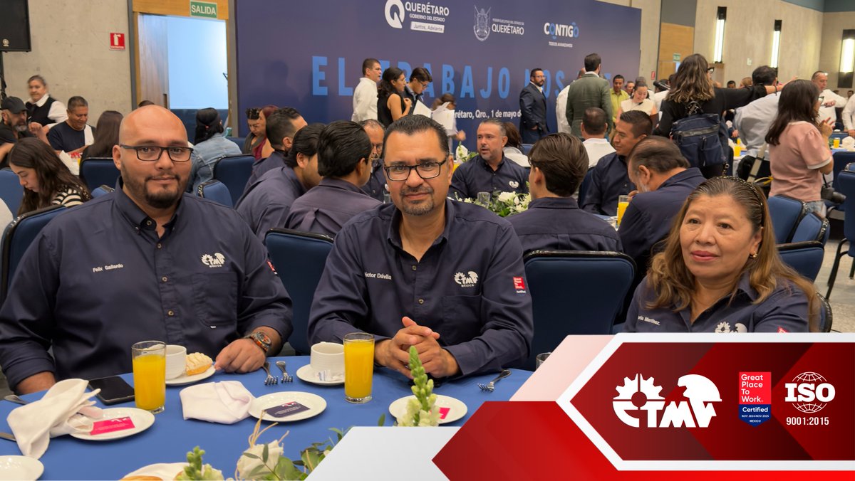 CTMQueretaro's tweet photo. Se llevó a cabo el desayuno conmemorativo del 1 de Mayo, celebrando el Día del Trabajo, en un espacio de unión, reconocimiento y convivencia para nuestros compañeros trabajadores.
Estando presente CTM Querétaro, Miguel Rodríguez, reafirmando el compromiso de seguir trabajando. https://t.co/gXXs8f8ku4