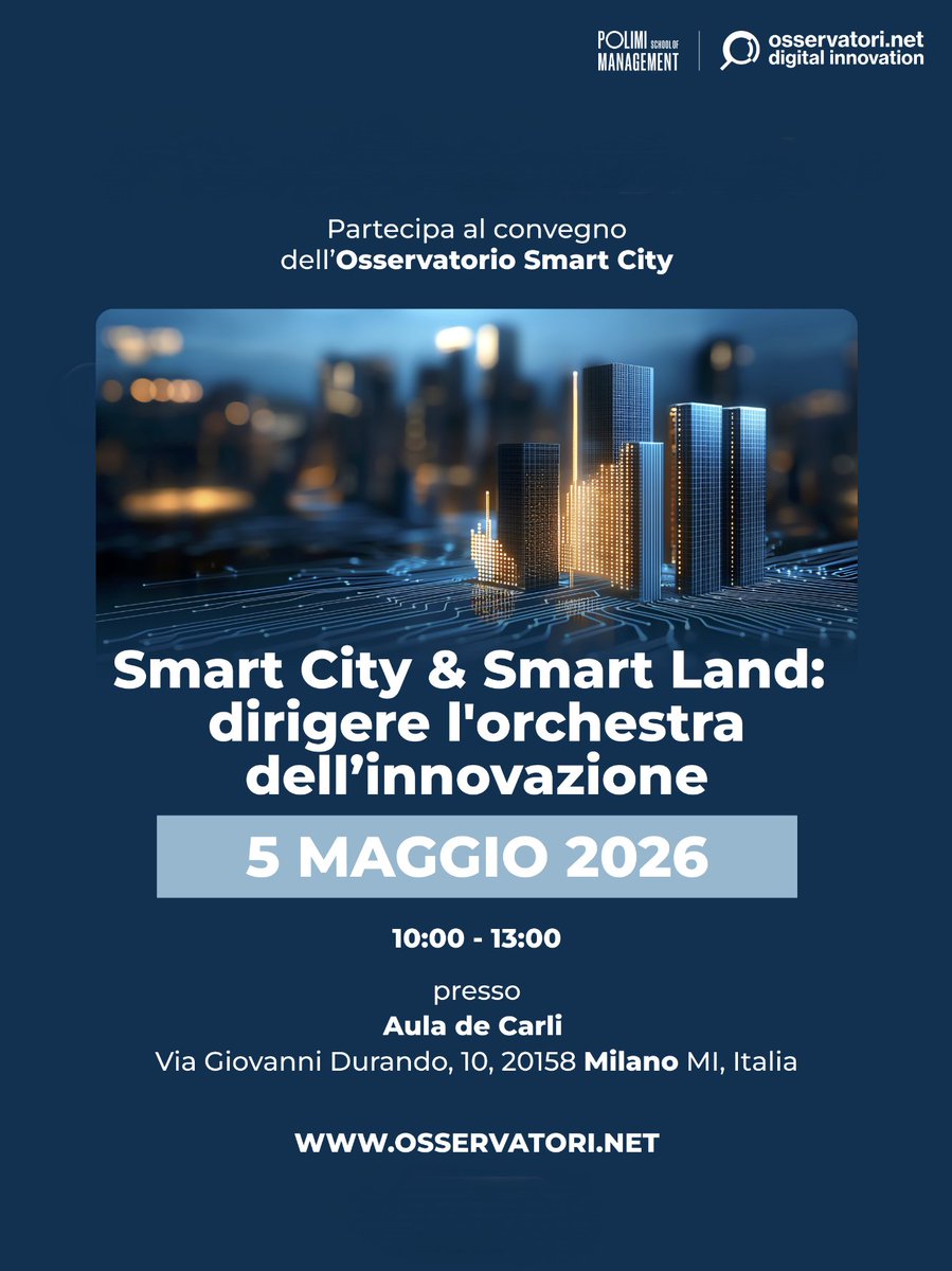 TIM_Enterprise's tweet image. 📅 Trasformare le #SmartCity in #SmartLand richiede capacità di governance che permettano di coordinare dati, tecnologie e attori diversi per abilitare scenari in cui territori, istituzioni e imprese operino in modo davvero integrato.

🎙️ Ne parleremo il #5maggio con Susanna