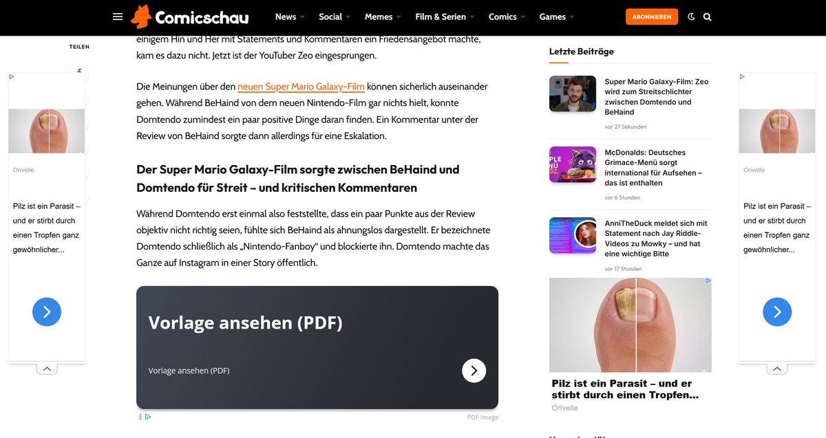 daddelfly's tweet photo. Hey @comicschau  ihr bittet eure Besucher mit einem PopUp darum den Adblocker auszuschalten. Schaut ihr euch eure Seite eigentlich selber noch ohne Adblocker an? Ich weiß, ihr müsst auch von was leben... aber es gibt sogar ein Exit PopUp! https://t.co/JWkNWMSidk