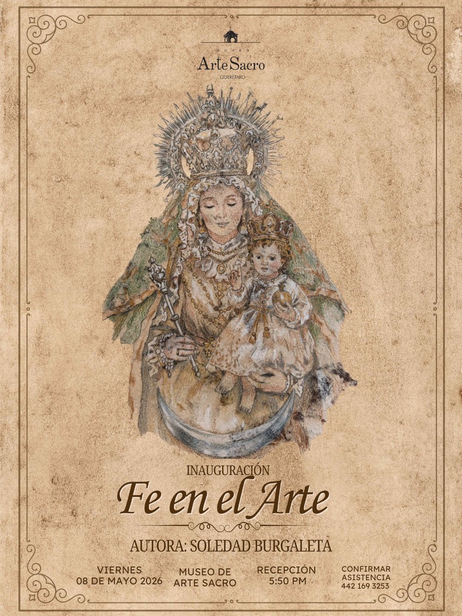 asomarte's tweet photo. ✨ Una experiencia que conecta el arte con el alma.

El Museo de Arte Sacro presenta “Fe en Arte”, una exposición de Soledad Burgaleta 🎨

Esta muestra íntima busca conectar la fe con lo humano 🤍junto a la presentación de su libro "Cuando el alma pinta" 📖 A partir del 8 de mayo https://t.co/NHzIqALhwq