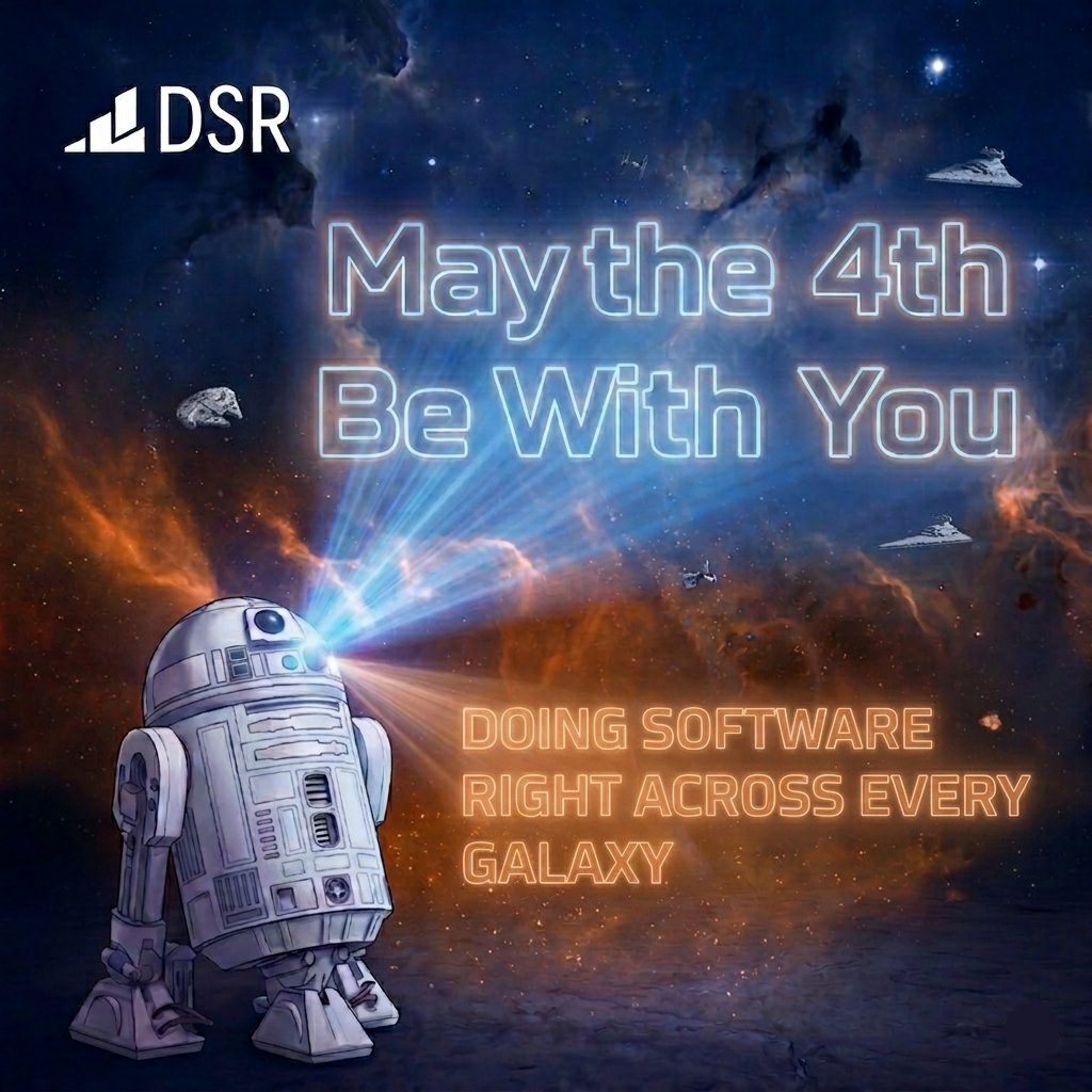 TheRealDSRCorp's tweet photo. May the 4th Be With You! 

At DSR, we’re celebrating Star Wars Day by highlighting the spirit of innovation, precision, and exploration that drives both galaxies far, far away and the work we do every day.

Just like in the Star Wars universe, success comes from strong teams, smart tools, and a relentless focus on getting it right. 

Here’s to pushing boundaries, solving complex challenges, and continuing to explore what’s possible.
#DSR #DoingSoftwareRight #MayThe4thBeWithYou #DSR #SoftwareEngineering #Innovation #Tech