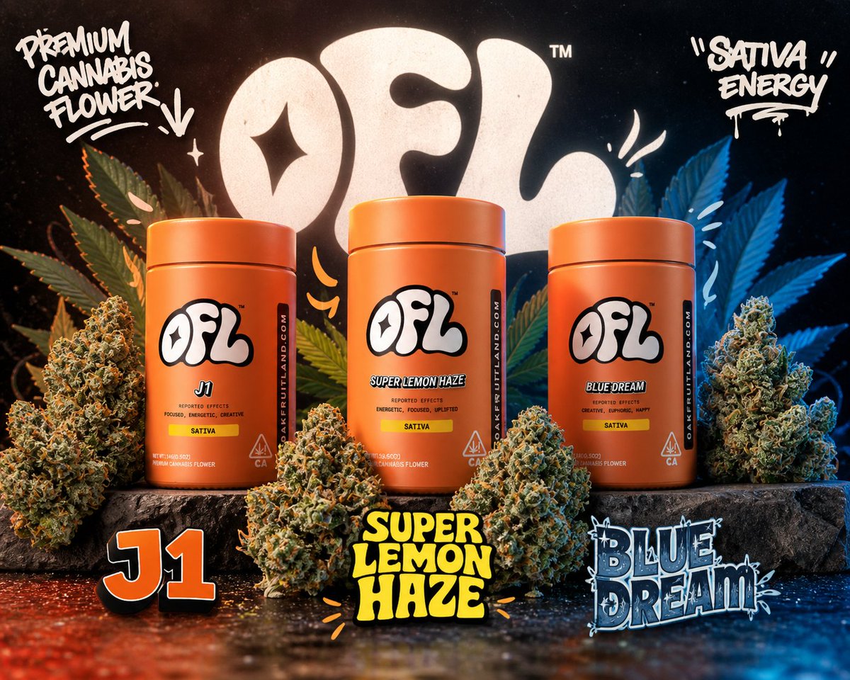 oakfruitland's tweet photo. NEW OFL SATIVA DROP ⚡️

J1. Super Lemon Haze. Blue Dream.
Three heavy-hitting sativas, all dialed in for energy, focus, and feel-good vibes.

Whether you're getting creative, staying productive, or just leveling up your day, this lineup delivers.

🍋 Super Lemon Haze – bright, citrusy, uplifting
⚡ J1 – sharp, energetic, creative
🌊 Blue Dream – smooth, euphoric, happy

Fresh jars. Premium flower. Limited batches.

📍 San Pancho Cannabis Club (SF)
3431 19th St, San Francisco, CA 94110
🕙 10 AM – 10 PM
🚗 Delivery Now Available!
🌐 https://t.co/t8zfBHWwhq @sfcannabisclub 

📍 Capitola Cannabis Club
1850 41st Ave, Capitola, CA 95010
🕙 10 AM – 8:30 PM
🌐 https://t.co/j6O6cGWkxL @Capitolaclub 

🚗 Sacramento Delivery
🕘 9 AM – 9 PM
📞 (916) 995-5296
🌐 https://t.co/Sr5SGflb3o @Sacdelivery

#OFL #Oakfruitland #SativaSeason #SativaStrains #CannabisFlower #PremiumFlower #FreshDrop #NewStrains #J1Strain #SuperLemonHaze #BlueDream #CaliCannabis #NorCalCannabis #SFDispensary #Capitola #SacramentoCannabis #CannabisCommunity #WeedCulture #DailyLift #StayElevated #CreativeVibes #FeelGoodFlower #TopShelfCannabis #FlowerDrop