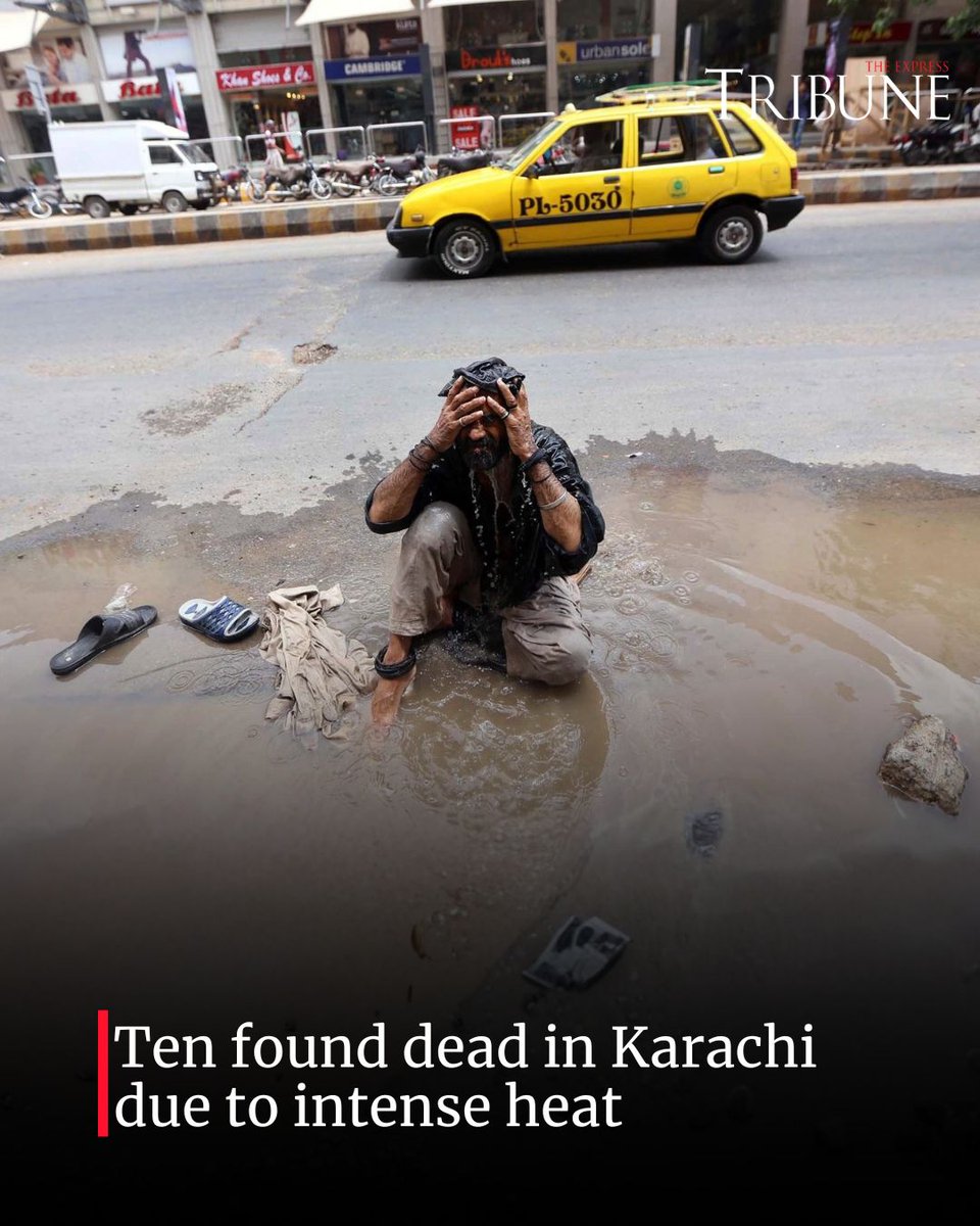 etribune's tweet image. At least ten bodies were recovered from different parts of the city on Monday as Karachi endured intense heat, recording its hottest day since 2018, confirmed Chhipa Foundation spokesperson Shahid Chaudhry.

For more: tribune.com.pk/story/2606322/1

#etribune #News #latest