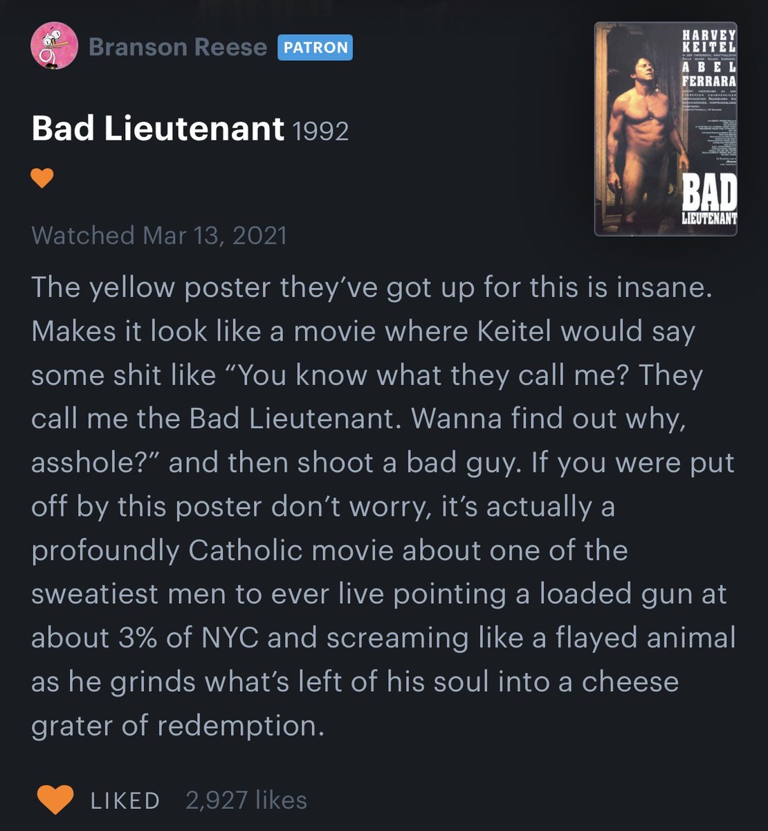 Also the movie behind my favorite letterboxd review.