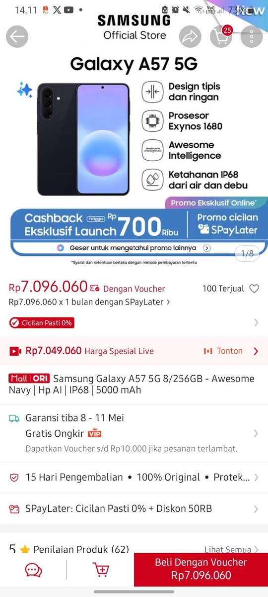 RestyKrs's tweet photo. @ShopeeID @ShopeelD Desain slim &amp; performa kuat Exynos 1680 di Galaxy A57 5G, jadi bebas Explore Cross Passion Mission &amp; ngelakuin banyak hal yang aku suka #GalaxyA57withShopee

Bismillah Semoga Rezeki 🙏 https://t.co/u0IZQMjaL6