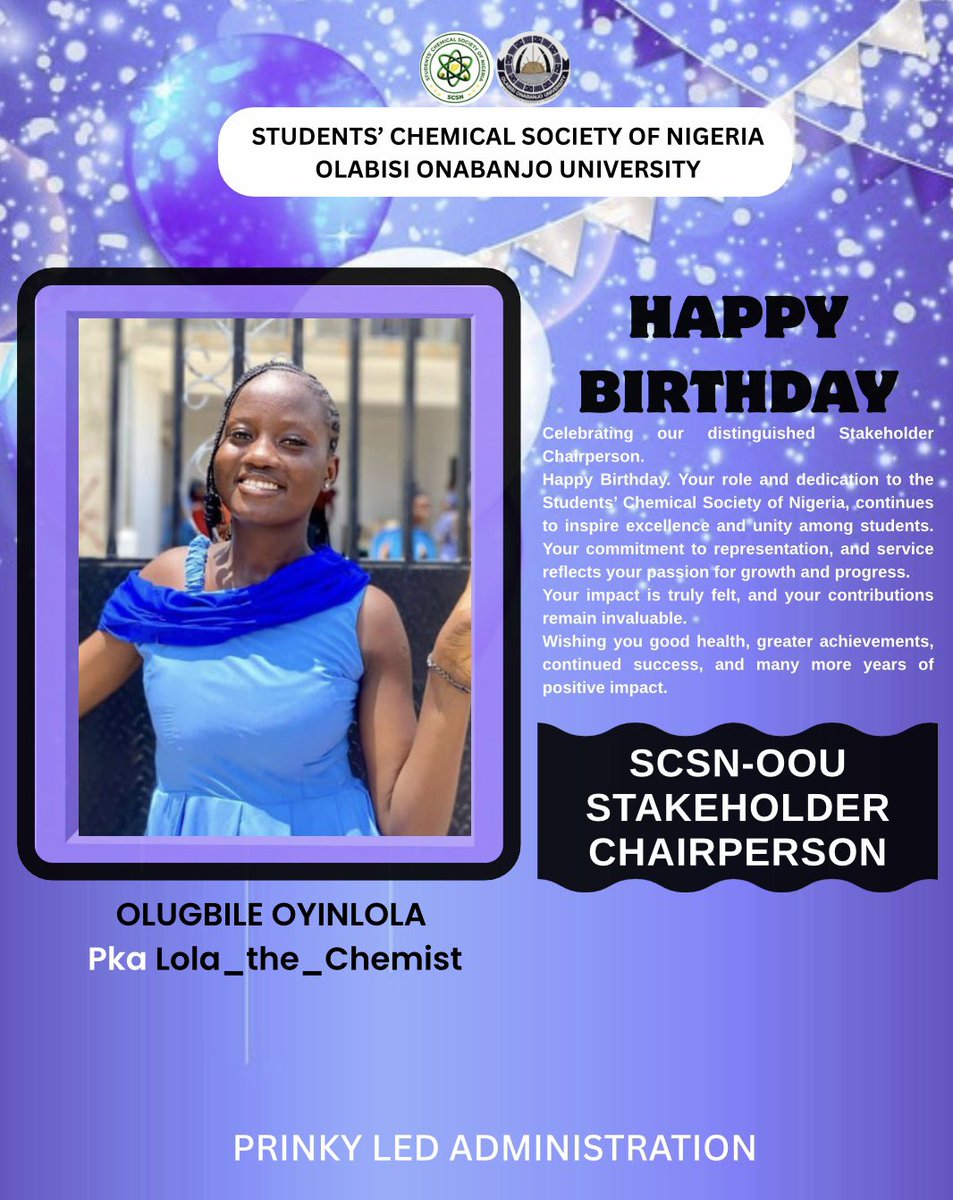 Scsnoou's tweet photo. A true leader. A strong voice. A lasting impact.
Happy Birthday, Lola_the_Chemist 🎉✨ https://t.co/ygPgwCJaVA