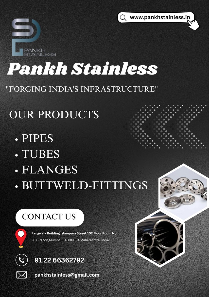 india_pankh's tweet image. "Stainless solutions that shine🌟 #PankhStainless #StainlessSteel #QualityMatters"..