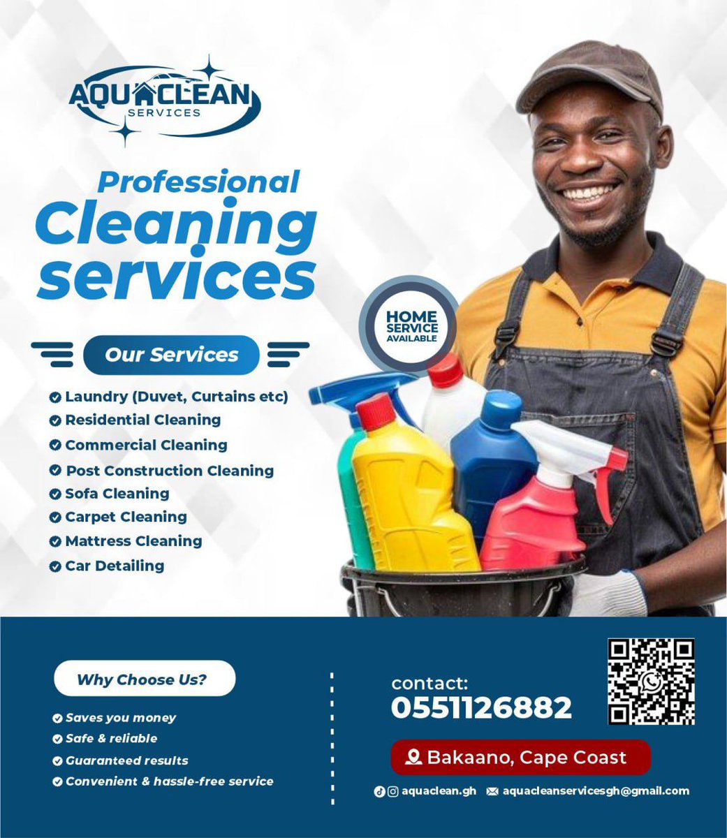 aquahene's tweet photo. @gyaigyimii ✅️ all your cleaning needs in Cape Coast &amp; its environs this way! https://t.co/xpiPBEBlzE