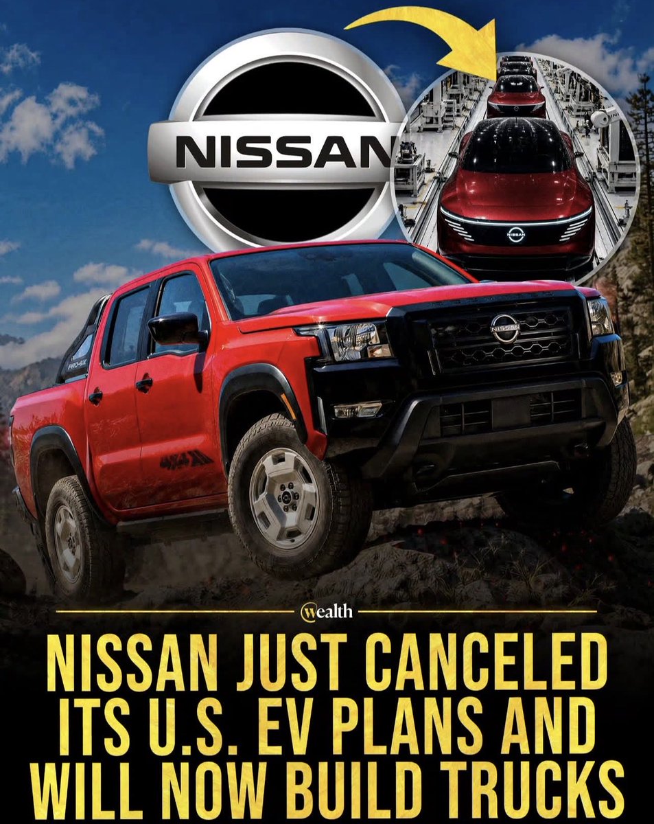 Novabriefglobal's tweet image. Canton was supposed to become Nissan's EV hub.
Now it's trucks ⚡️🚚
In 2021, Nissan put $500 million behind a plan to build two electric vehicles in Mississippi.
#autoindustry #manufacturing #electricvehicles
#pickuptrucks #nissan