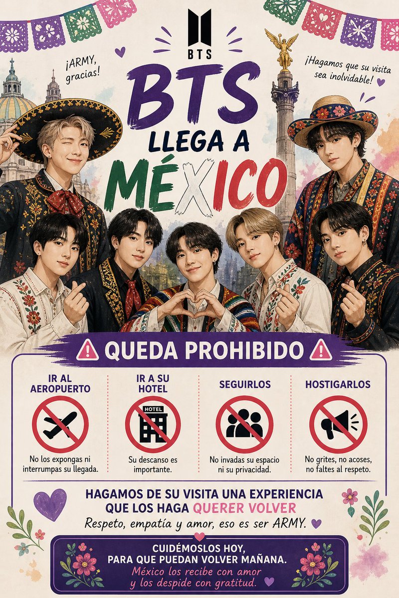 SanMend06921168's tweet photo. Recuerden no por que  sean artista la gente tiene derecho a acosarlos si ven publicaciones reporten ya sea "Fans" o reportaron

#BTS_WORLDTOUR_ARIRANG_MEXICOCITY 
#BTS_WORLDTOUR_MEXICOCITY
#BTS_ARIRANG #BTSARMY_MXCO https://t.co/6NJ1ZmDlAv
