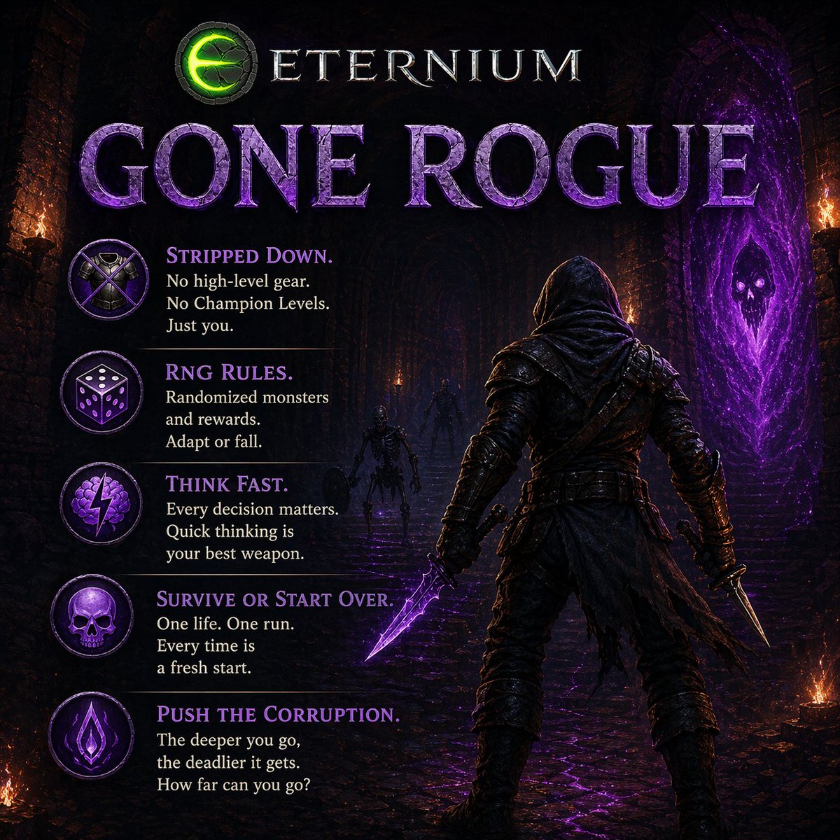 EterniumGame's tweet image. ⚔️Let’s go! Gone Rogue is live! ⚔️
No Forge, No Problem. Slot Relictite🏺 to power up gear you loot as you get set to conquer the fragmented, ever-changing reality.   Speaking of loot, check your email for free stuff.
EterniumGame.com
#Eternium #Roguelite #Fantasy #RPG