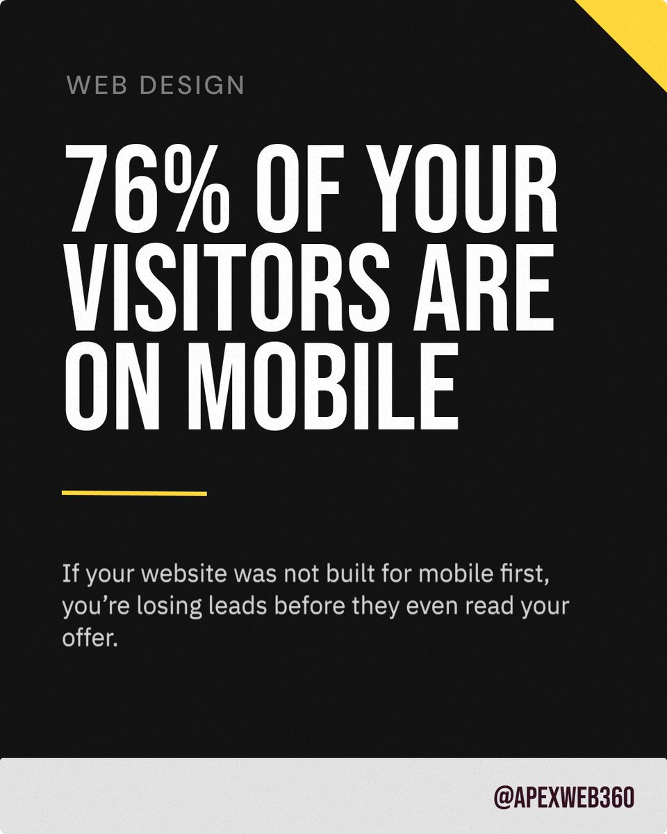 ApexWeb360's tweet photo. If your site feels like a desktop relic, you’re invisible to 76% of your market. We build for the scroll first, ensuring your business looks premium on every screen. 📱✨

Ready for a mobile-first audit? DM us "MOBILE" to start.

#HoustonWebDesign #MobileFirst #SEO #ApexWeb360 https://t.co/05QsW2e12I