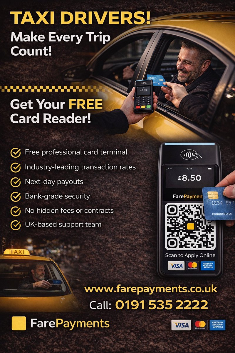 taxi_pay's tweet photo. Get your FREE card reader today:

▪️ Free professional card terminal
▪️Built in Sim
▪️ Next-day payouts
▪️ No hidden fees or contracts
▪️ UK-based support team
▪️ Cheaper rates than SumUp, Zettle &amp; Square

👉 Claim yours now:
https://t.co/vuODFTcNCX https://t.co/TvkBCFvqTx