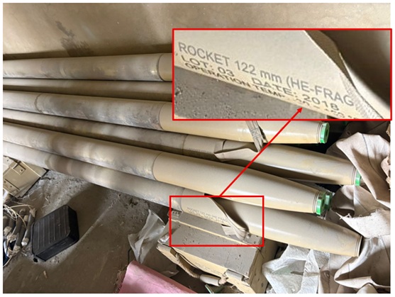 MSchroeder77's tweet photo. The IDF just posted photos of the markings on seized Iranian 122mm rockets manufactured in 2018. @FenixInsight documented the same model produced in the same year in Ukraine late last year. https://t.co/XXOZRasp1H