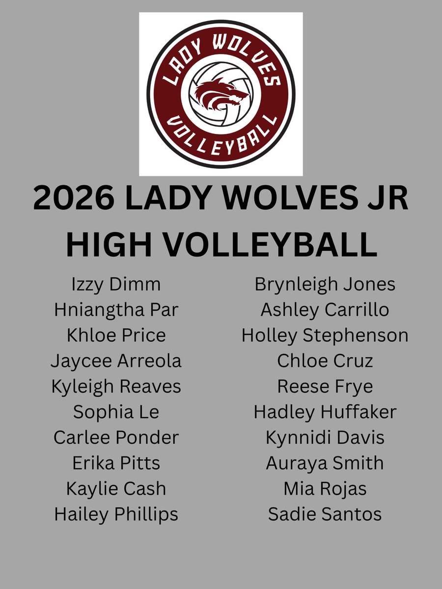 LincolnWolvesVB's tweet photo. Congrats to the 2026 JR High &amp; SR High Lady Wolves volleyball teams! We are looking forward to the upcoming season! https://t.co/92q4xSvEHH