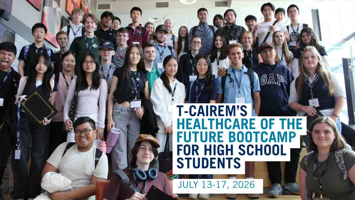 UofT_TCAIREM's tweet image. 🚀 Registration is open for T-CAIREM’s 2026 Healthcare of the Future Summer Bootcamp, for high school students to explore #AI in #medicine! 
📅 Jul 13-17, 2026
💻 In-person or Virtual
⏳ Register by June 15
🔗 ow.ly/uuig50Yoaig

#TCAIREM #AIinMedicine #MedEd