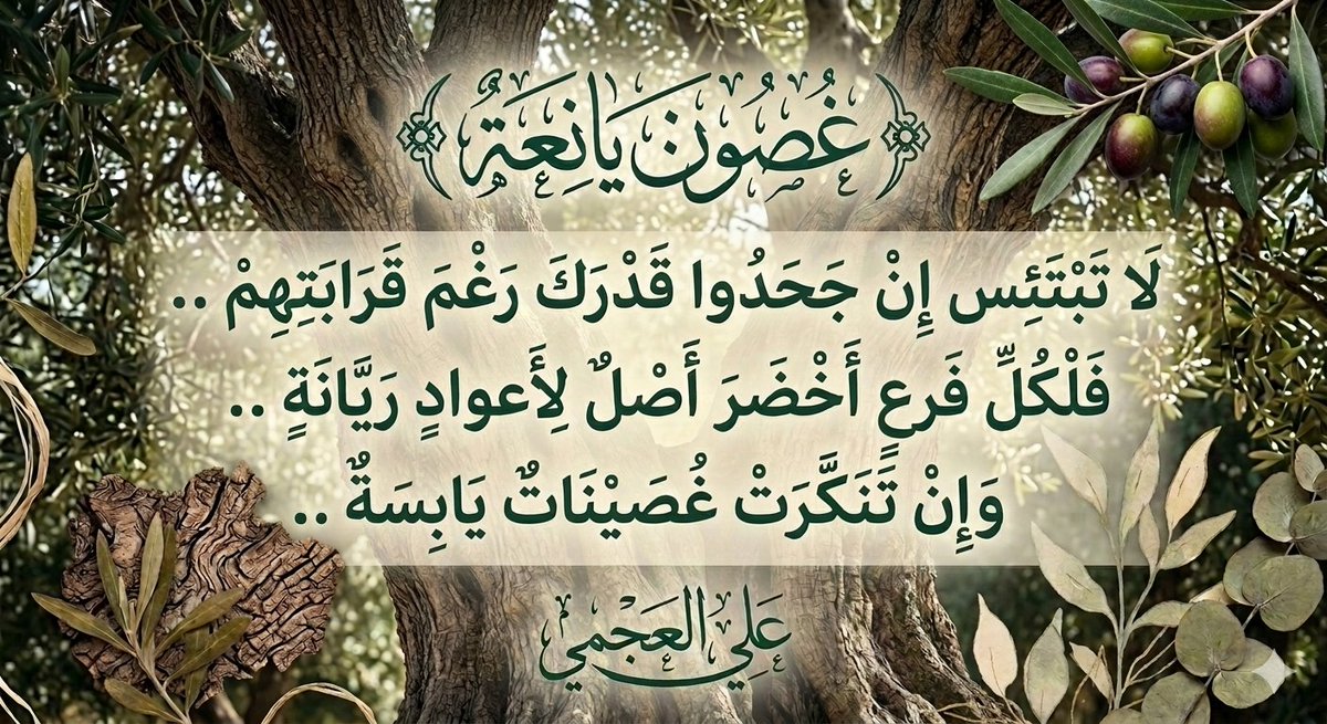 ali_pulses's tweet photo. ━❀❃❀━
💠   غُصون يَانعة .. 🤔
▫️لا تَبْتَئِس إنْ جَحَدُوا قَدْرَكَ رَغمَ قَرَابَتِهِم .. فَلكُلِّ فَرعٍ أَخْضَرَ أَصلٌ لِأَعوادٍ رَيَّانَةٍ .. وَإِن تَنَكَّرَت غُصَينَاتٌ يَابِسَةٌ .. !!
━❀❃❀━
#نبض_علي https://t.co/HMtR0xXJPb