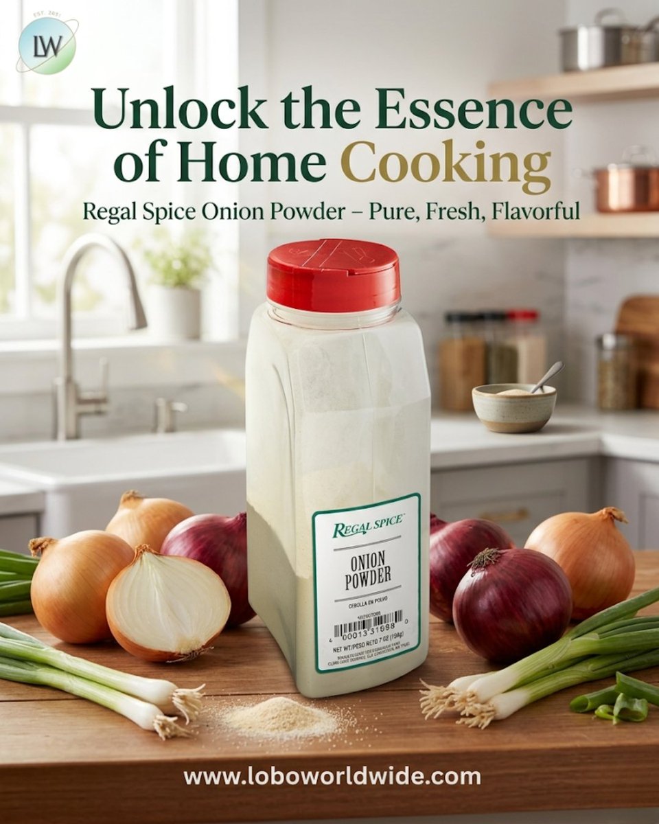 loboworldwide's tweet image. No chopping. No tears. Just flavor 🧅

Regal Onion Powder makes cooking effortless.
Now at Lobo Worldwide Inc.
#Cooking #Flavor