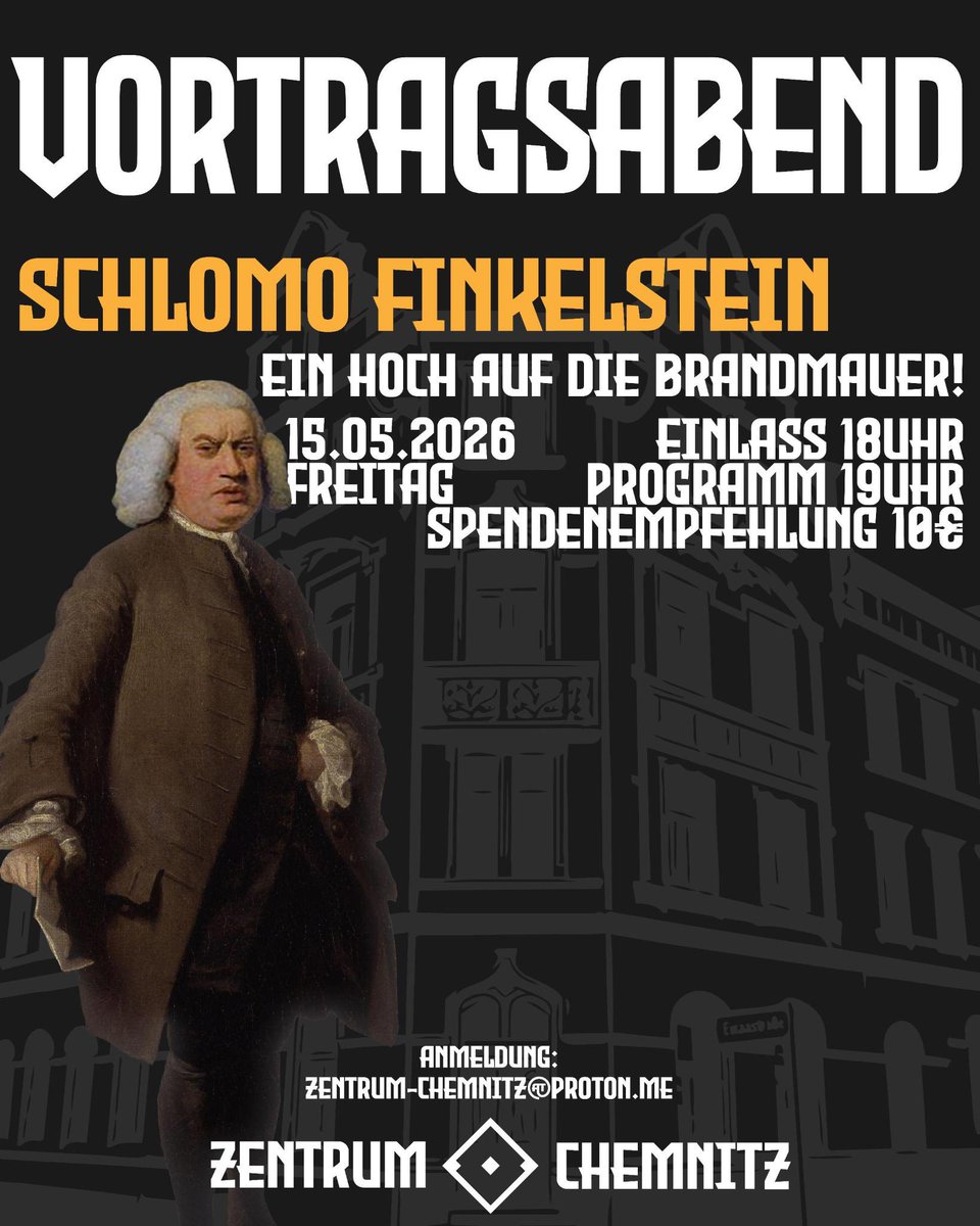 ZentrumChemnitz's tweet photo. Shlomo im Zentrum Chemnitz!

🗓 Am Freitag, den 15. Mai 2026, haben wir den Moderator des rechten Podcasts „Honigwabe“ @shlomo96 zu Gast!

Alle Infos zur Anmeldung 👇🏻👇🏻👇🏻
1/2 https://t.co/sdEvpFMGh1