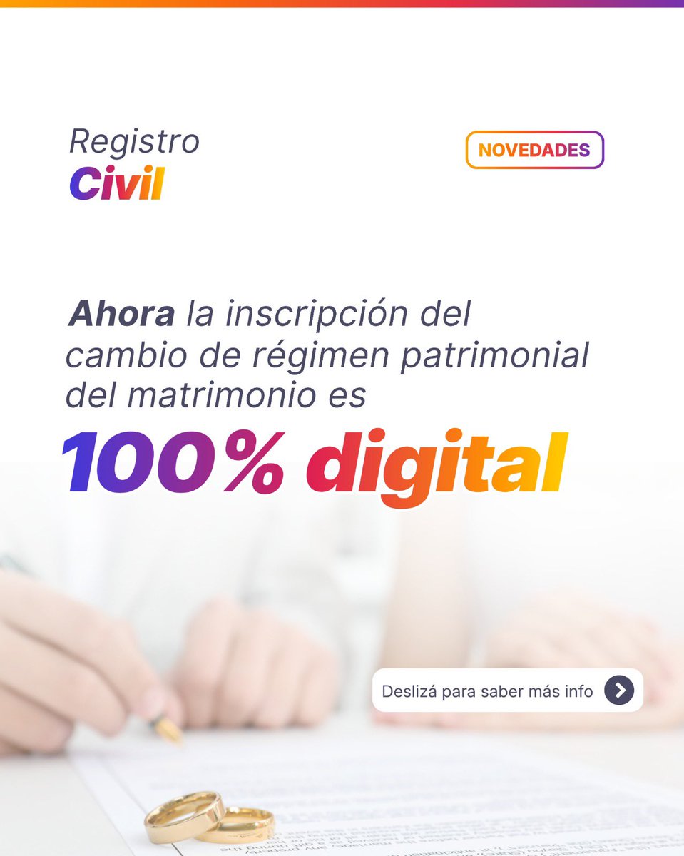 figueroamatias_'s tweet photo. Santa Fe avanza en la digitalización de los trámites en los Registros de la provincia. 💻

La inscripción de la modificación del régimen patrimonial del matrimonio ante el Registro Civil es ahora 100% digital. 

👉 Más simple, más accesible, más digital. https://t.co/3qSjAN7KK7